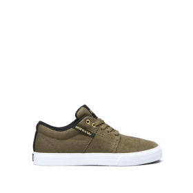 Kids Supra Low Top Shoes STACKS II VULC Olive/Black/white | AU-29310